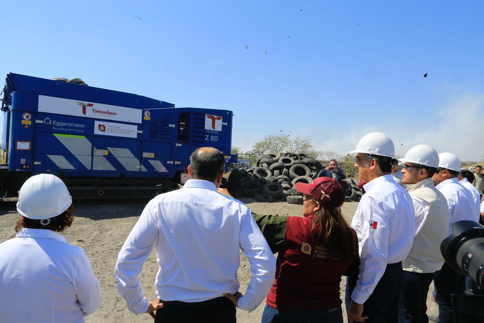 Pone en marcha Américo Villarreal planta trituradora de neumáticos en Matamoros