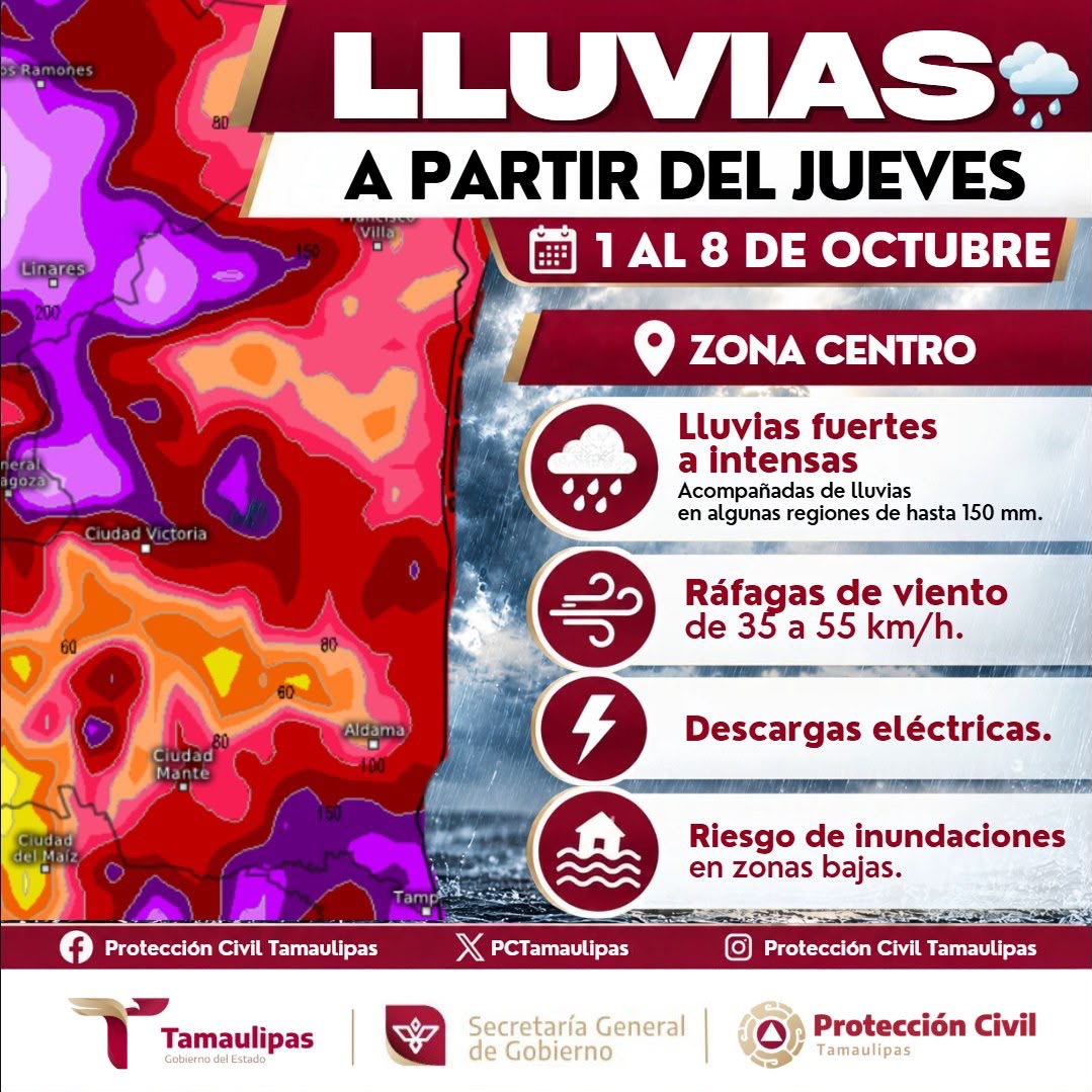 *Protección Civil Tamaulipas mantiene vigilancia ante periodo de lluvias y el ingreso del primer frente frío de la temporada* *Protección Civil Tamaulipas mantiene vigilancia ante periodo de lluvias y el ingreso del primer frente frío de la temporada*